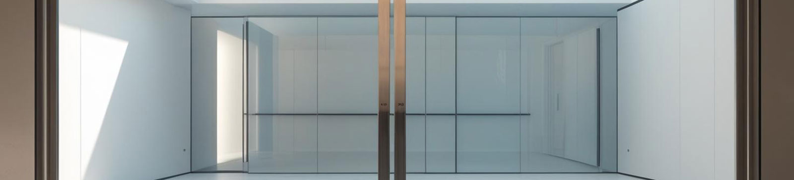 Sleek modern glass garage door with aluminum framing, letting in natural light to a stylish Forest Hills, NY home.