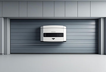 A modern electric garage door opener mounted in a Forest Hills, NY garage—showing remote controls and smart features for easy access.